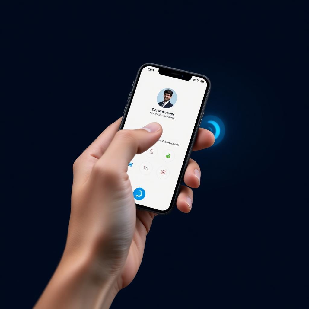 Smartphone approché d'une carte NFC affichant un profil instantanément